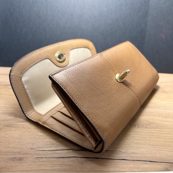 Coach Park Pebbled Leather Turnlock Tan Slim Envelope Wallet VTG EUC - Picture 7 of 15